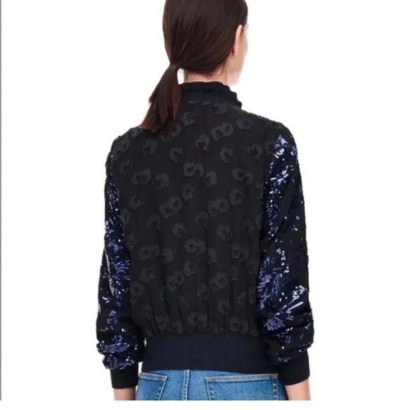 Rebecca Taylor Black Sequin Bomber Jacket - Sparkly Statement Piece ✨💙🖤 - Picture 2 of 11